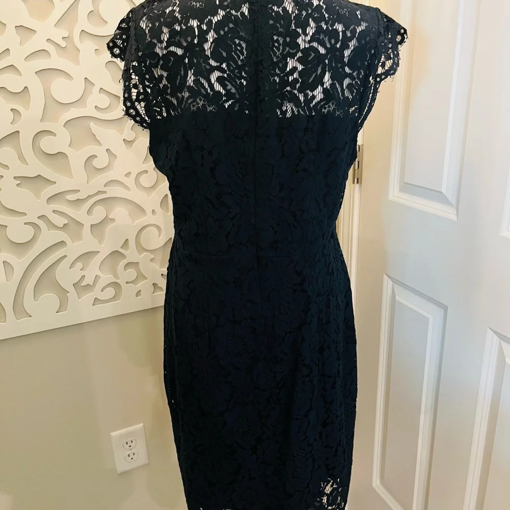 Blue Sheath Midi Dress with Flutter Cap Sleeves - Picture 4 of 6